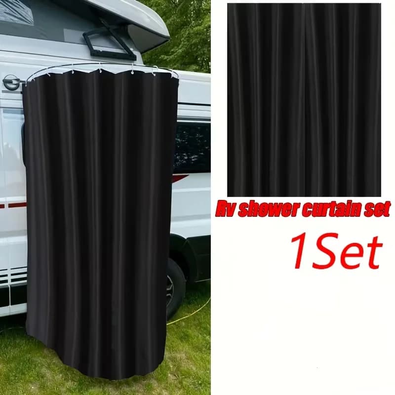 Set Doccia Esterna per Caravan e Camper con Ventose, Asta e Tenda Doccia - Accessori per Campeggio Outdoor