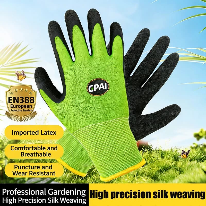 Guanti da giardinaggio con rivestimento in lattice, resistenti alle perforazioni, traspiranti e sicuri per la piantumazione di fiori e la potatura
