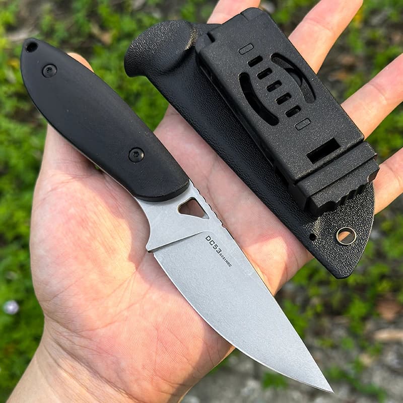 DC53 steel fixed knife with G10 handle, sharp, tactical, for survival, hunting, fishing, kitchen, camping, hiking, EDC, portable instrument.