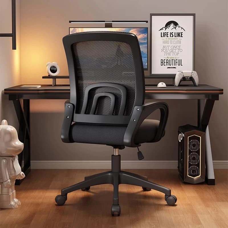 Sedie da ufficio girevoli mobili Gaming per computer Silla De Oficina Mobili per camera Copertura nera Sedie da ufficio elastiche Supporto in rete posteriore