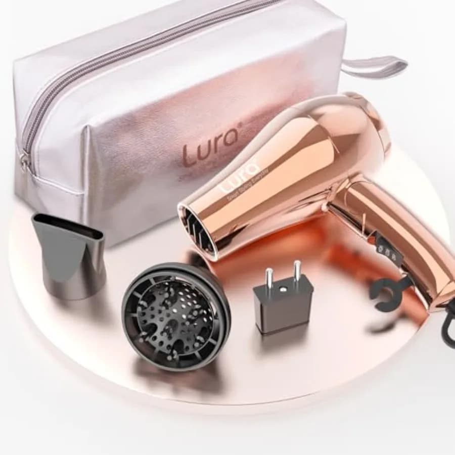 Mini Asciugacapelli Portatile da Viaggio: Asciugacapelli Leggero a Doppio Voltaggio con Spina EU, 1200W Compatto con Manico Pieghevole
