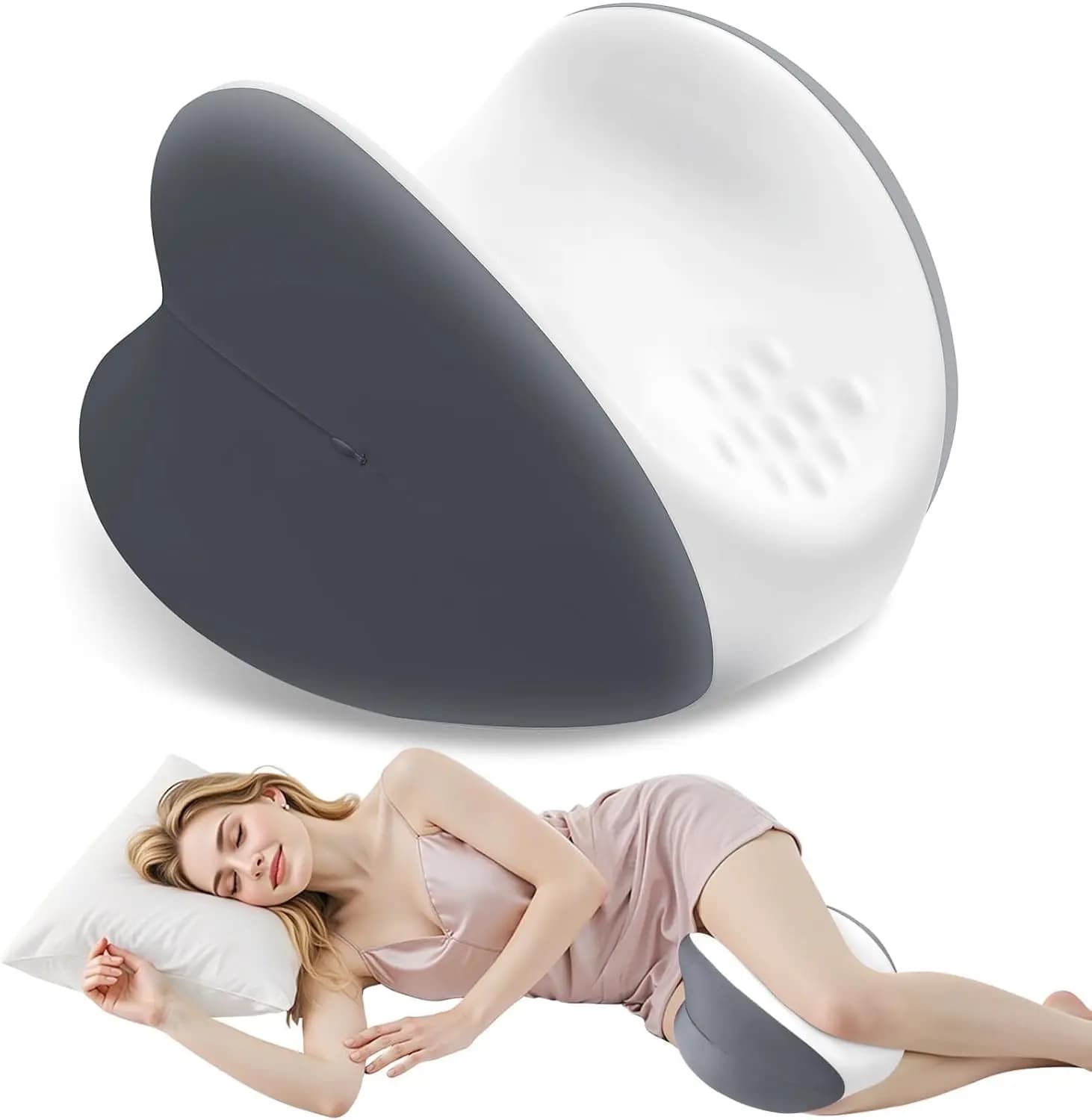 Cuscino per Ginocchia per Chi Dorme di Lato, Cuscino per Gambe in Memory Foam con Rivestimento Rinfrescante, Cuscino a Forma di Cuore per Dolori all'Anca, Schiena e Sciatica