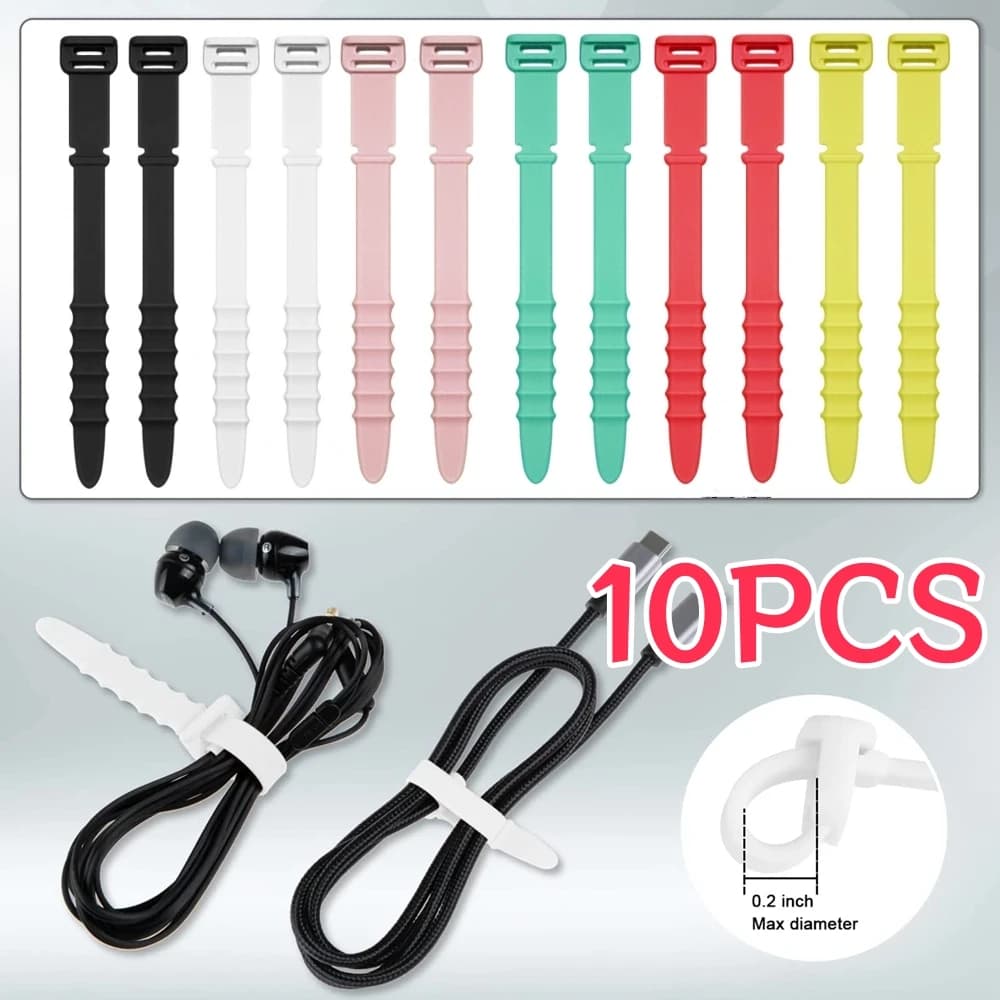 10/5/pcs Riutilizzabile Morbido Silicone Fascette Fascette Cavo Organizzatore per Auricolare Mouse Avvolgicavo Organizzatore di Filo Portatile