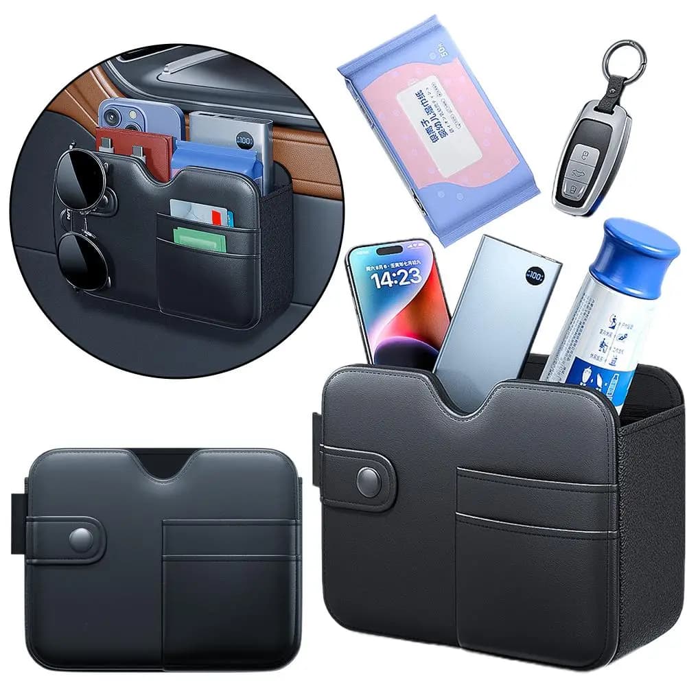 Organizzatore per seggiolino auto Borsa portaoggetti per auto Porta in pelle PVC Multi appesa sul retro Borsa funzionale Borsa per appendere il sedile Portaoggetti per auto B6W5
