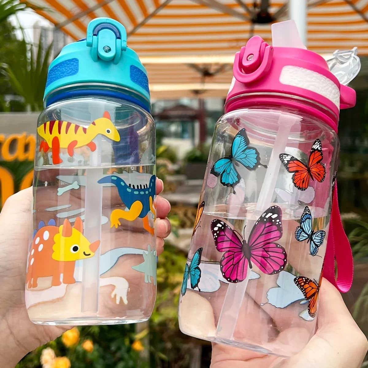 Borraccia per Bambini da 600ml con Cannuccia, Antigoccia, Portatile per Esterni, Tazza per Bambini, Borraccia Scolastica per Bambini