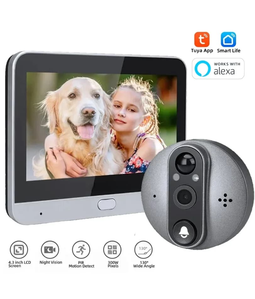 Smart Life House 2.4G Wifi Wireless Door Peepholes Campanello 3MP Samrt Door Eye con telecamera Anello campanello Campanello di rilevamento PIR