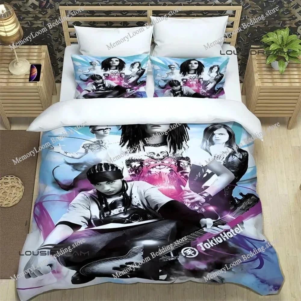 Set di biancheria da letto stampata Tokio Hotel Band Set di forniture squisite Copripiumino Set di biancheria da letto Set di biancheria da letto Regalo di compleanno di lusso