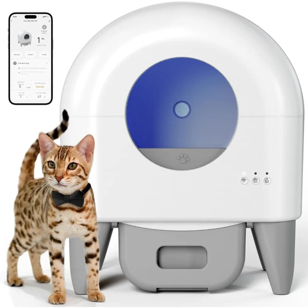 Lettiera autopulente automatica | Grande capacità per più gatti | Controllo app con protezione di sicurezza per garantire la sicurezza degli animali domestici