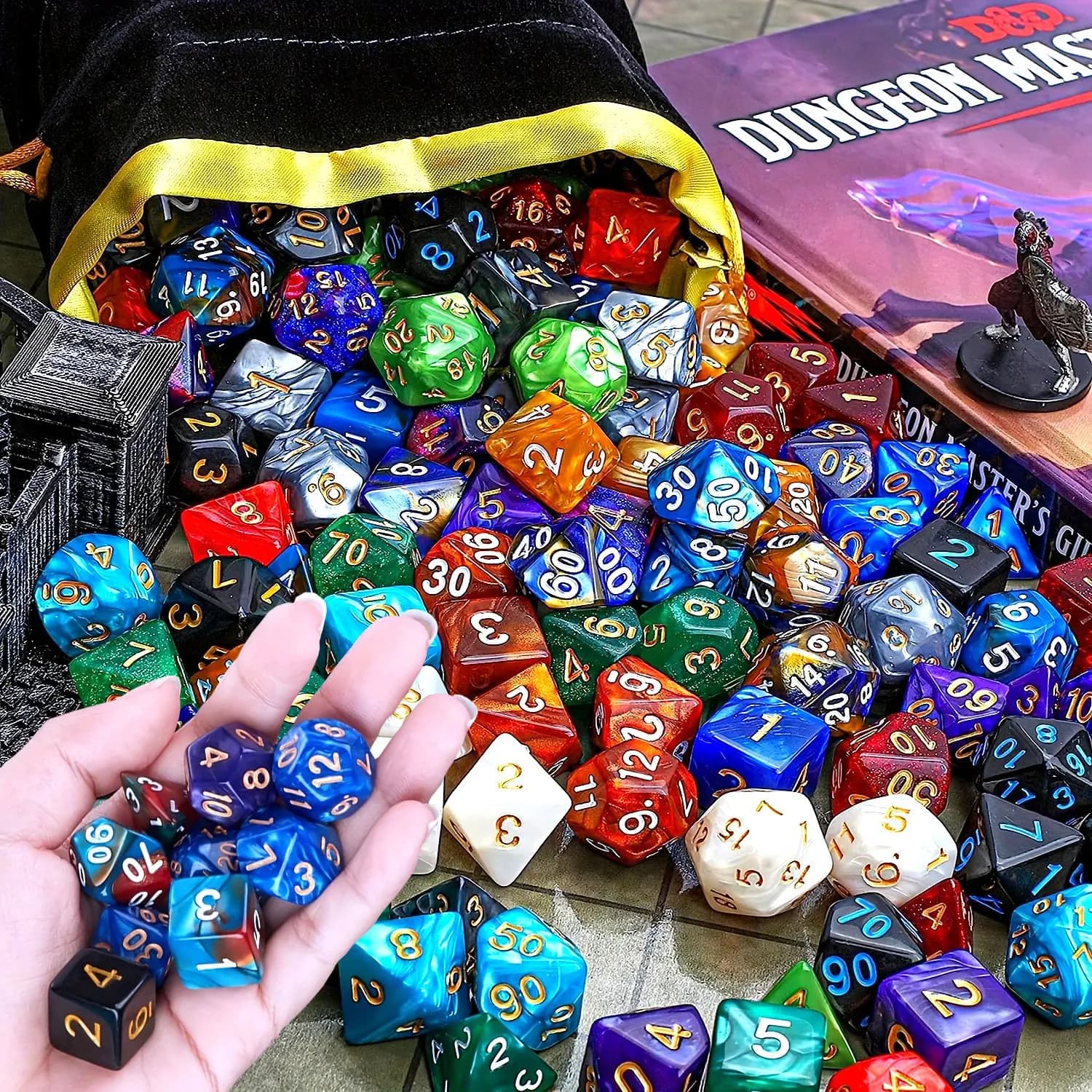 Set di 42 Dadi Poliedrici DND con Sacchetto Nero con Coulisse - Dadi RPG Codificati per Dungeons & Dragons, Giochi da Tavolo ZSY