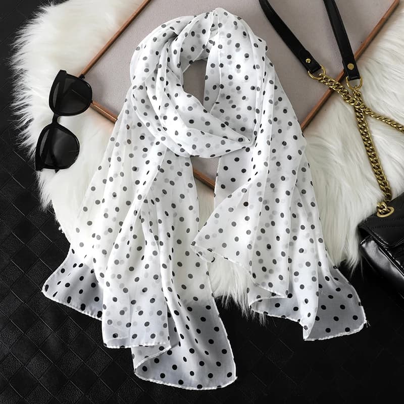 2023 Moda Stampato Dot Chiffon Sciarpa Hijab Donne Pareo Lady Bandane Asciugamani da spiaggia Estate Musulmano Velo Wrap Foulard femminile