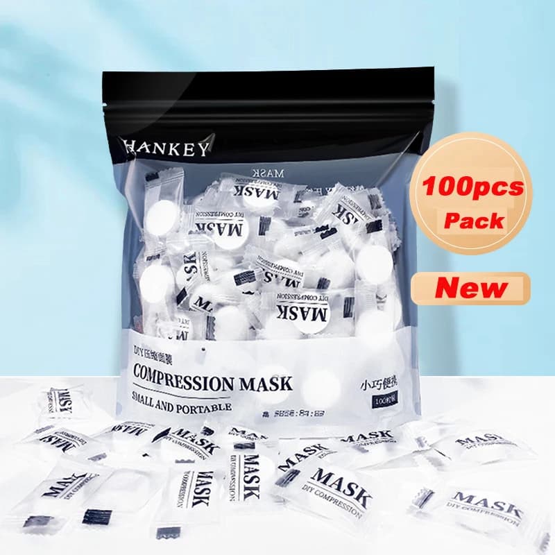 100/200 pz FAI DA TE Maschera Per Il Viso Compresso Portatile Usa E Getta Non tessuto Maschera Per Il Viso Asciugamano Moneta di Cotone per la Casa di Viaggio di campeggio