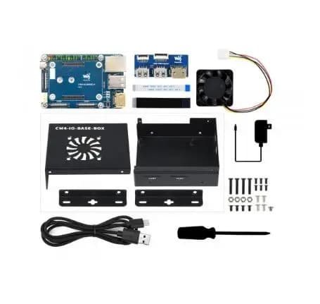 Waveshare CM4-IO-BASE-Acce C CM4-IO-BASE-BOX-A + Adattatore USB HDMI, per modulo di calcolo Raspberry Pi 4