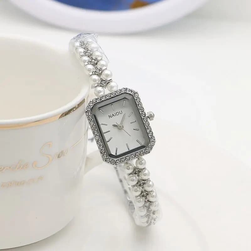 Women's Luxury Wrist Watch with Bracelet, Small Dial, Vintage, With Pearls and Chain, Quartz, Wholesale for Party, Daily Use, Gift