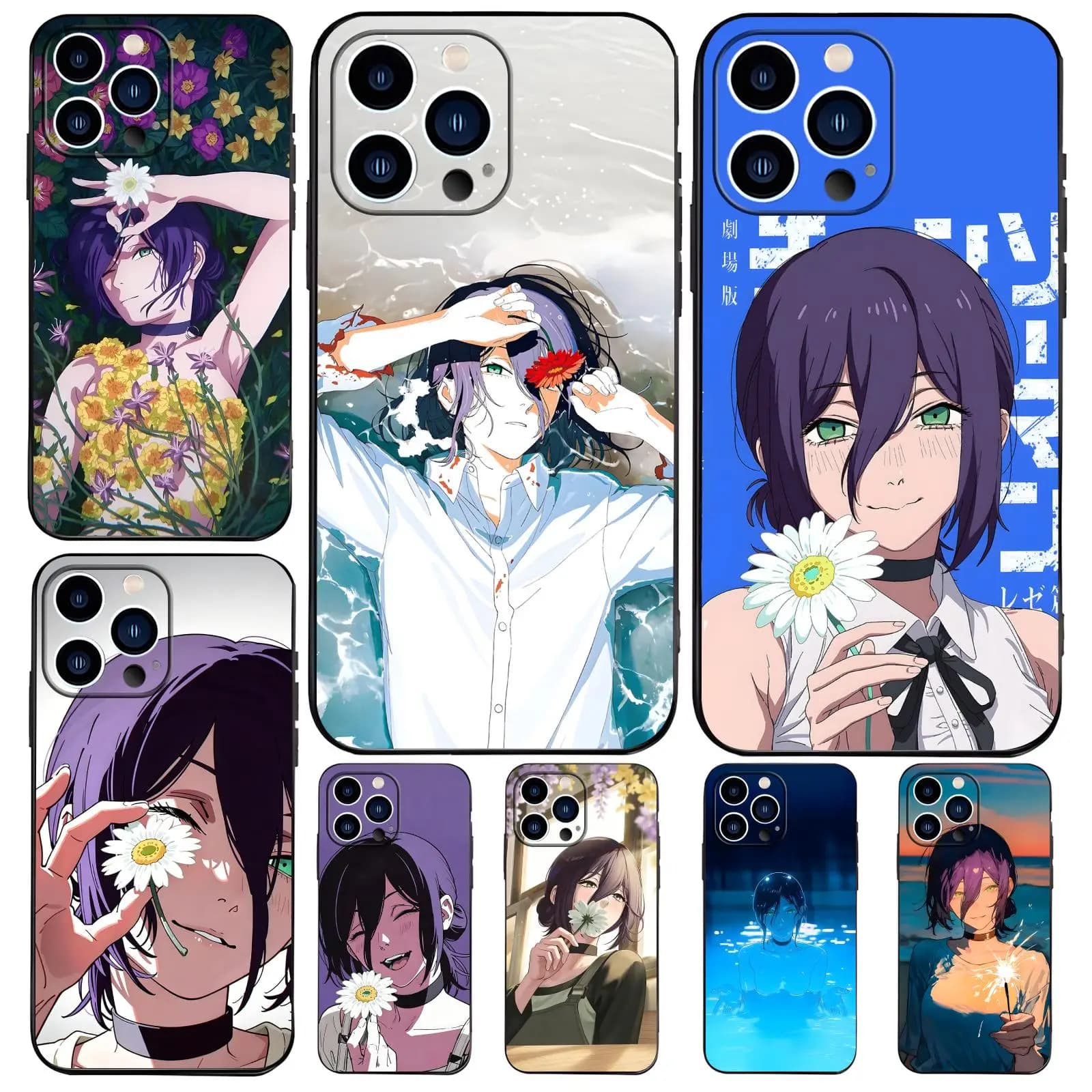 Phone Case For iPhone17 16 16e 15 14 13 12Plus Mini Pro Max Anti-Drop Soft Black Case Chainsaw Man Reze