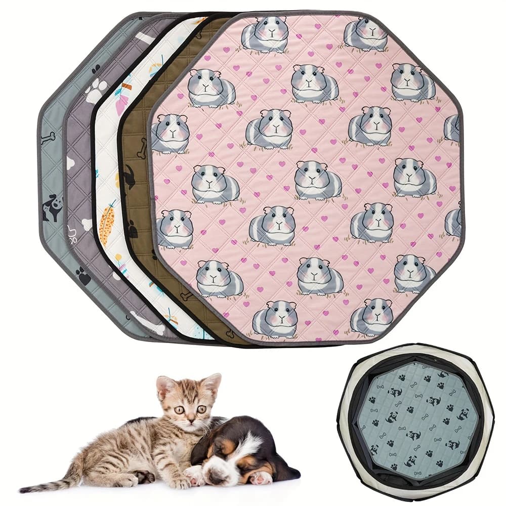 Washable Octagonal Dog Pee Pad Reusable 29 Inch Pet Cage Crate Mat Non‑Slip Octagon Cushion for Puppy Small Animals Playpen Slee