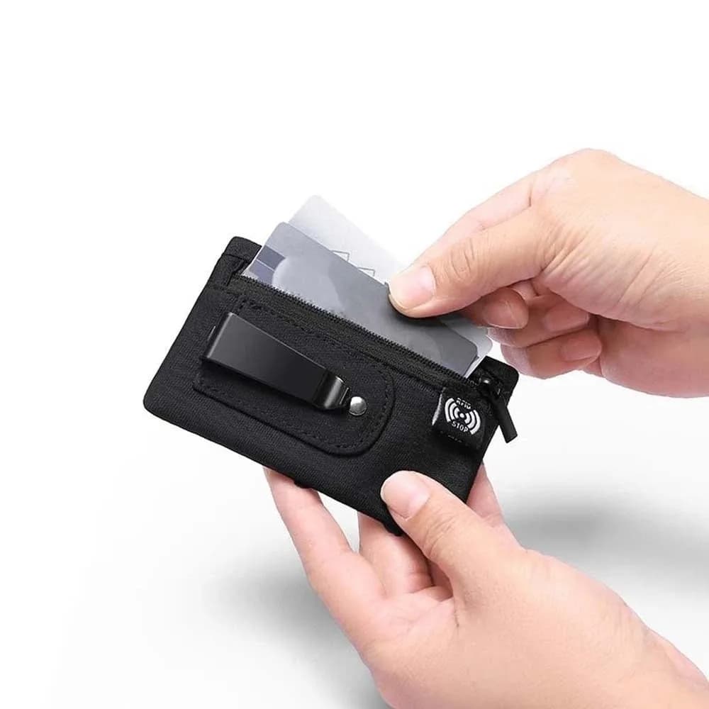 Portafoglio Sottile con Clip, Porta Carte Multiplo, Protezione RFID Antimagnetica, Semplice, Classico, Corto, Portatile, per Scuola