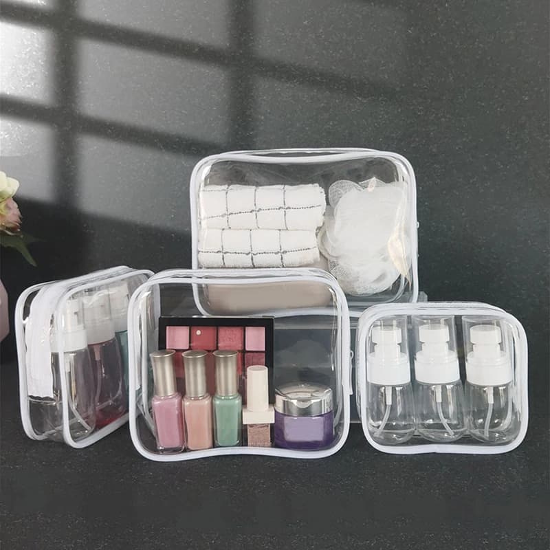 Borse in PVC trasparente Organizzatore da viaggio Borsa per trucco trasparente Borsa per cosmetici per estetista Beauty Case Borsa da toilette Borsa per trucco Borse per il lavaggio