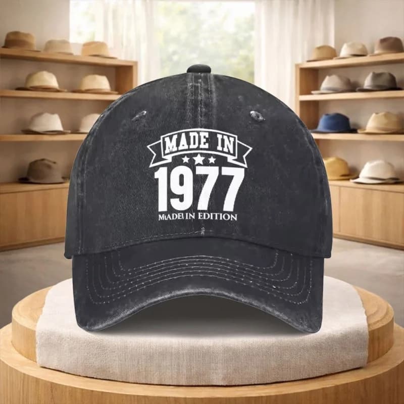 Vintage Adjustable Baseball Cap 1977 Retro Streetwear Hat for Men and Women