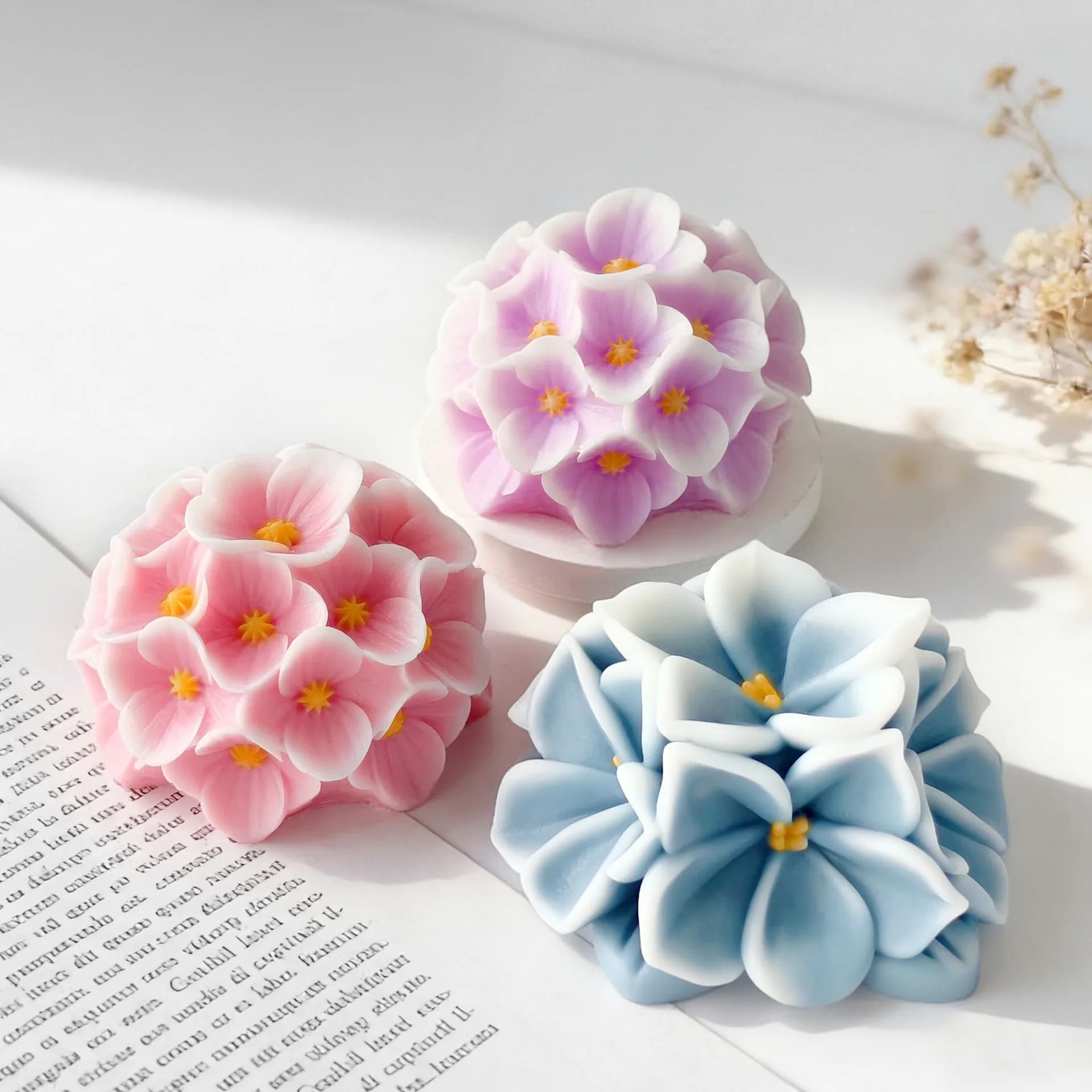 Flowers Ball Aroma Candle Silicone Mold Homemade Chocolate Candy Baking Mould DIY Floral Form Soap Making Supplies