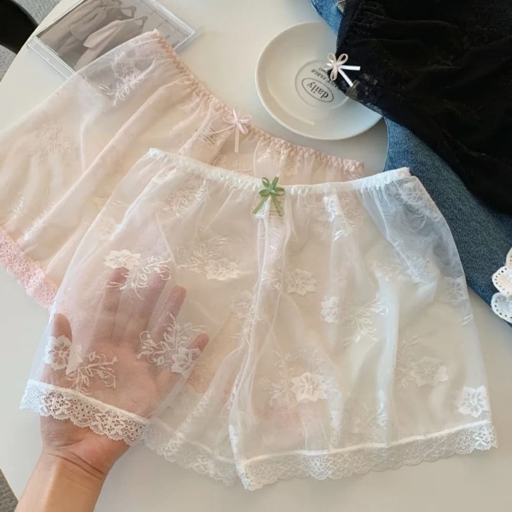 Invisible Anti-chafing Lace Slip Shorts Seamless Loose Skirt Liner Embroidered Safety Shorts Summer