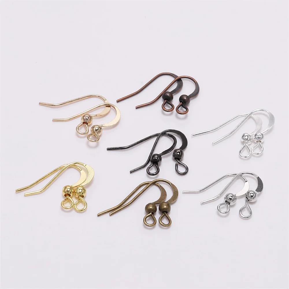 100Pcs/pack Earring Components Hooks Twist Gold Bronze Ear Hook Clasps Earring Wires Findings For DIY Jewelry Making Accessories