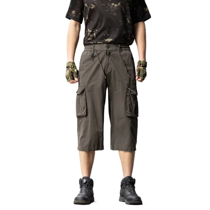 Pantaloncini Cargo da Uomo Nuovi Trendy Estivi in Misto Cotone Tinta Unita, Pantaloni a 7 Punti per Esplorazione Outdoor, Ciclismo, Campeggio, Moda