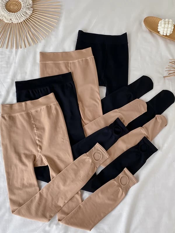 Calze a strato base foderate in pile taglie forti da donna, pantaloni calze in nylon foderati in pile taglie forti, comodi e versatili per autunno inverno
