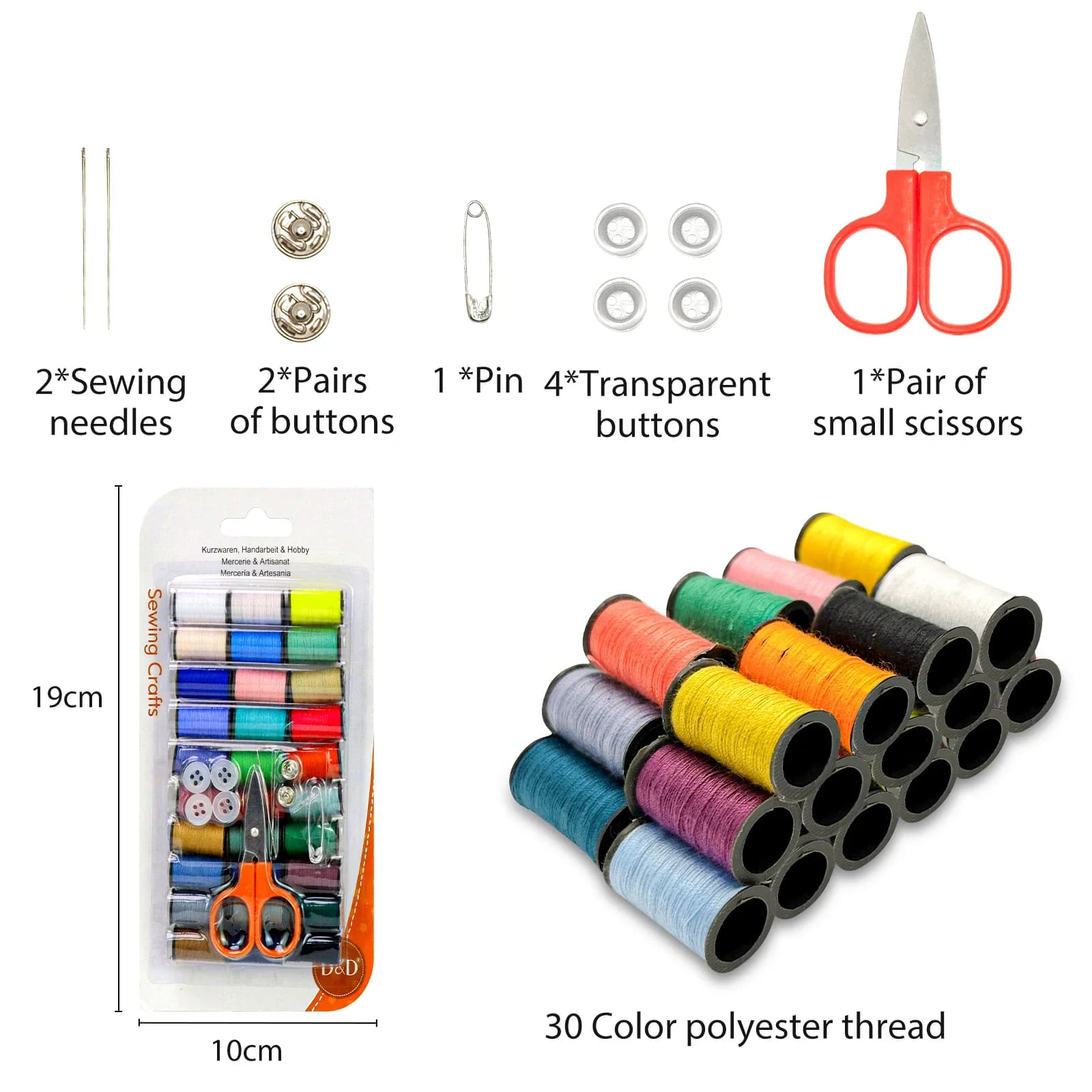 Kit da cucito - Kit da cucito su tela di colori misti - Portatile, Mini, Basic - Viaggi, riparazioni quotidiane, emergenze - Qualsiasi chi ha cucito