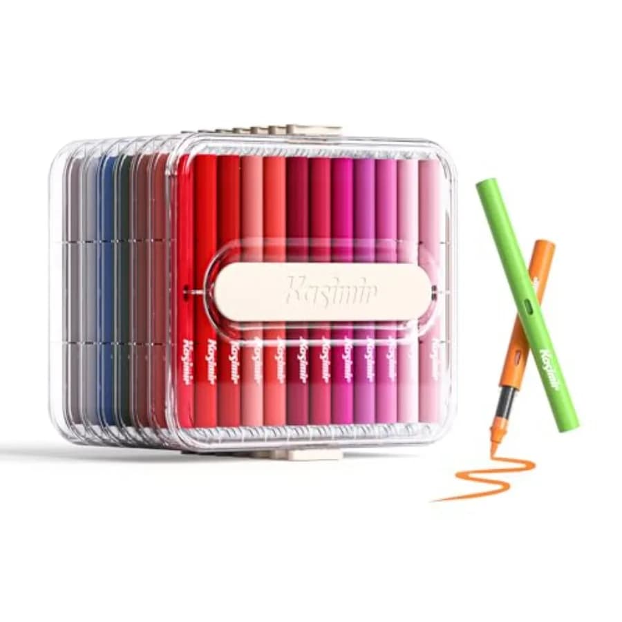 Acrylic Paint Markers Pens, Brush Tip Automatic Ink Control Marker for Art Wood Fabric Glass Rock Multi-Surface, Quick-Dry, Wat