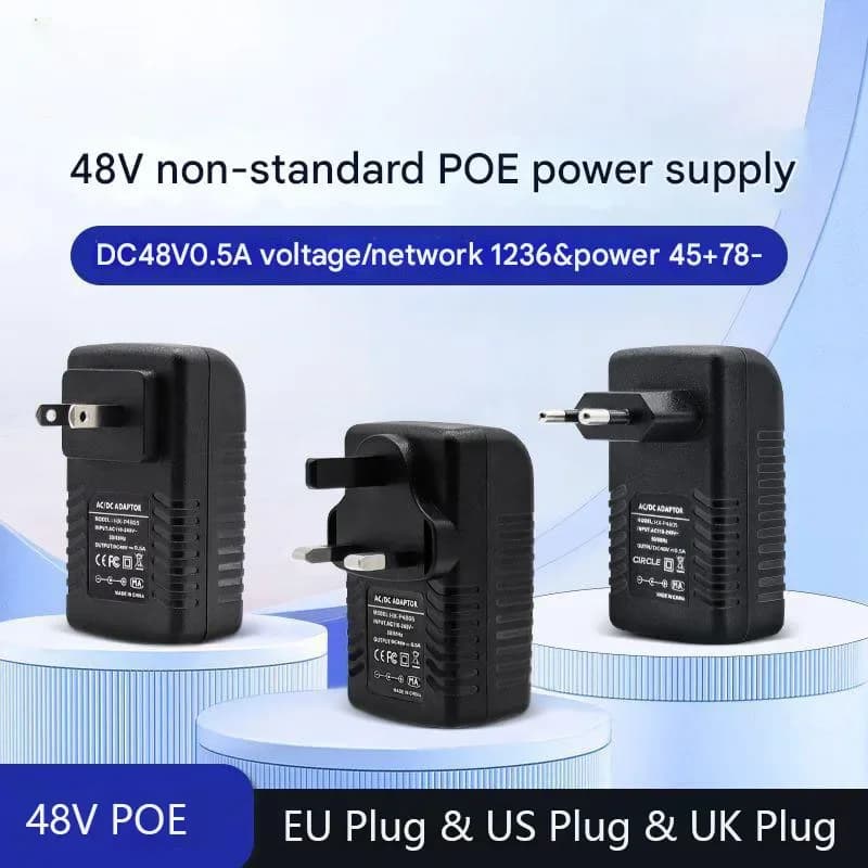 Security Surveillance POE Power Supply Adapter 48V 0.5A EU/US Plug for Injector Ethernet IP Camera POE Switch NVR Router