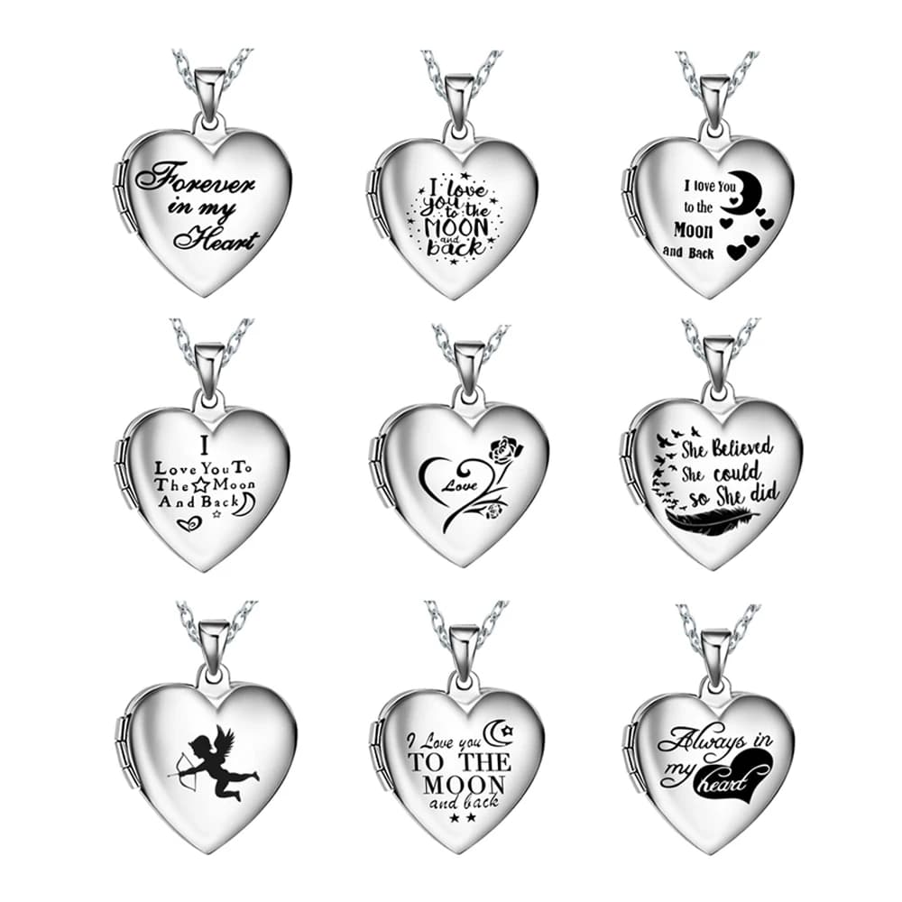 Ciondolo Portafoto a Cuore in Acciaio Inossidabile, Collana con Medaglione per Foto, Gioielli da Donna