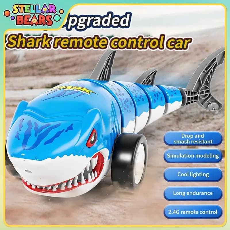 2.4G Telecomando Shark Car con Luci Girevole a 360 Gradi Altalena Coda Giocattolo per Bambini Shark Veicolo RC Auto Ragazzi Regalo di Compleanno