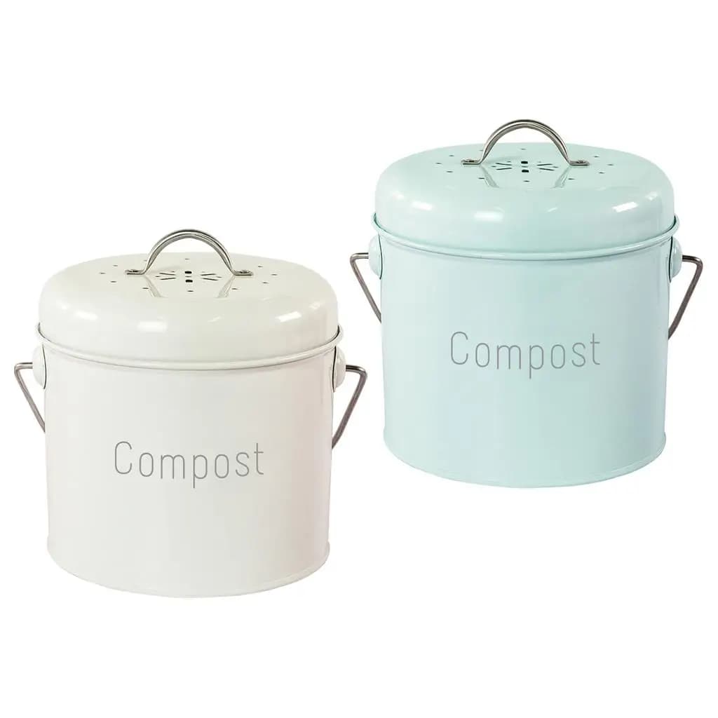 3 contenitori per compost, secchio per compost per interni, contenitori per compost, secchio per compost, resistente alla ruggine