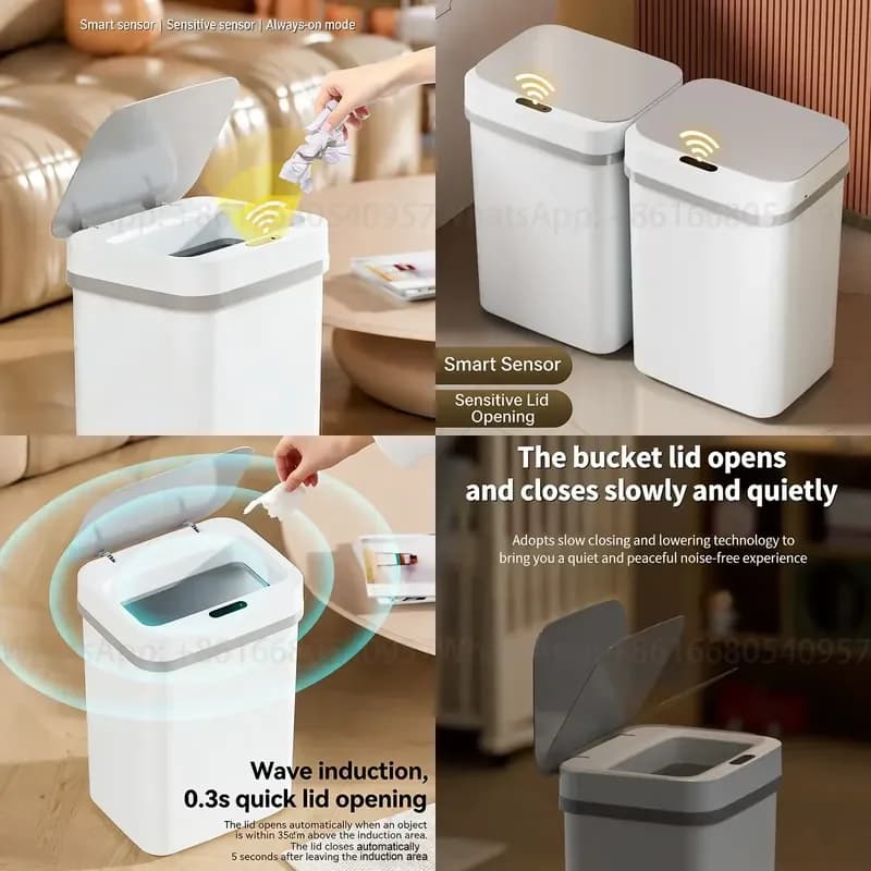 Electronic Smart Intelligent Kitchen Automatic Open Motion Sensor 17L Garbage Rubbish Dust Trash Recycling Bin Bathroom
