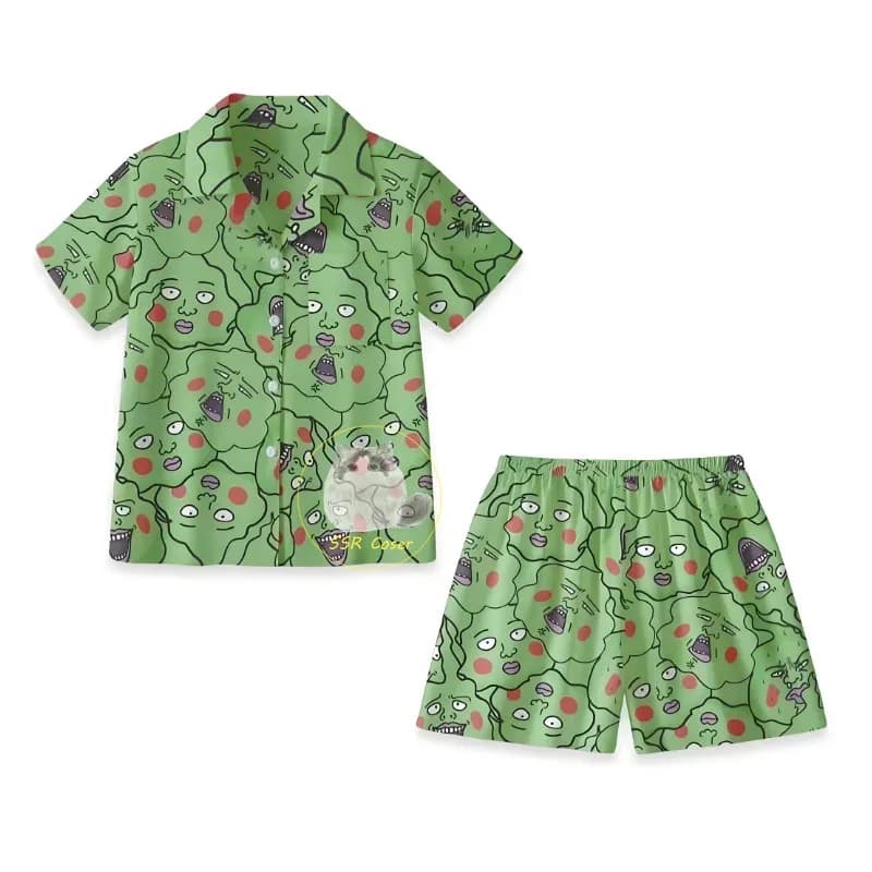 vivi 2025 Small Dimple Set Mob Psycho 100 Cute Sleepwear Anime Peripheral Funny Cosplay Costume Unisex Plus-size Pajamas