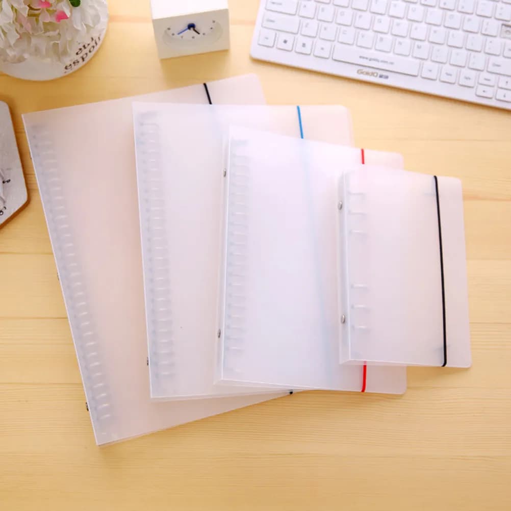 Cartella portadocumenti in plastica B5 trasparente con anelli, raccoglitore a fogli mobili, copertina per quaderno, organizer per documenti