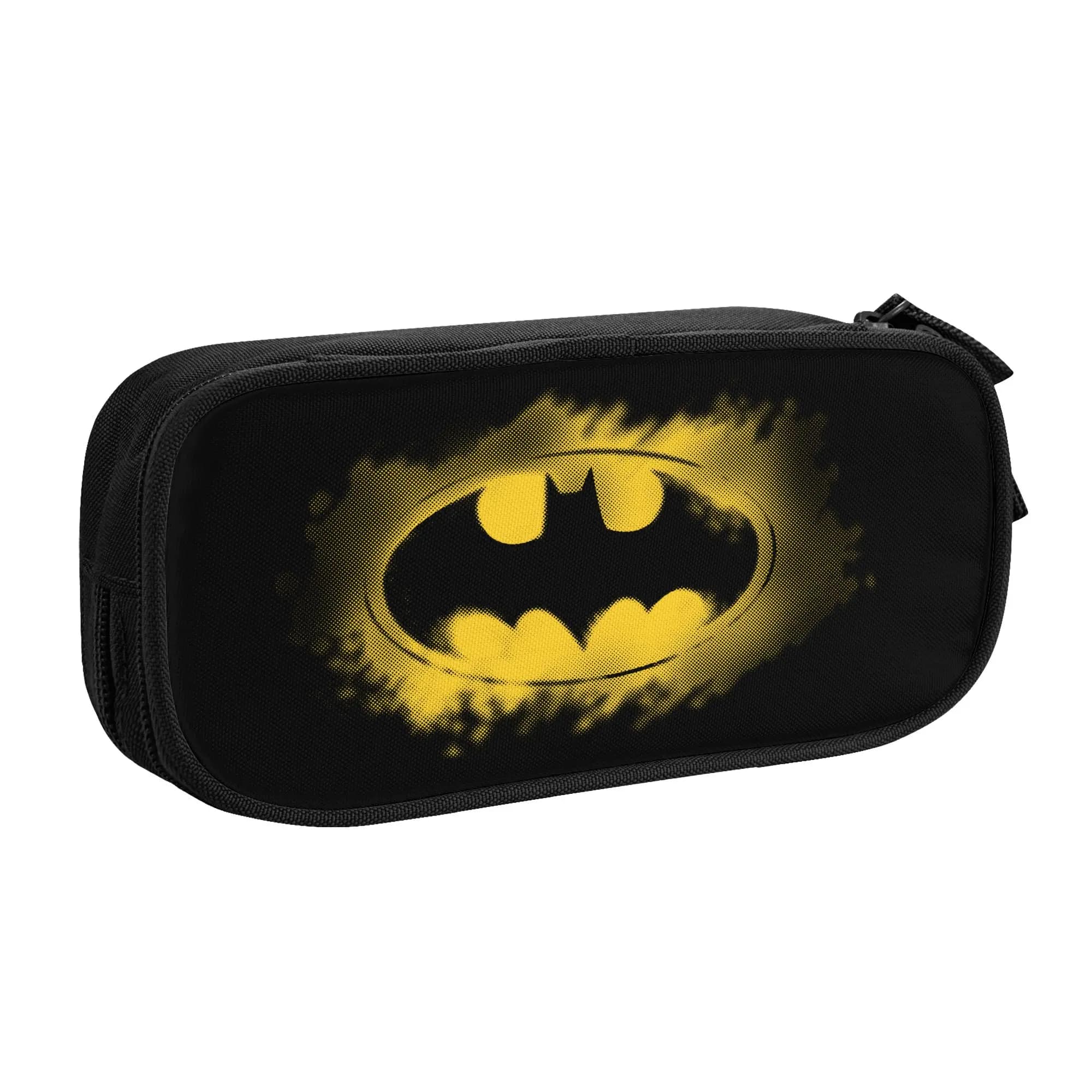 Batman Symbol Logo Pencil Case Lovely Pen Box Bag Kids Big Capacity Students School Zipper Pencilcases
