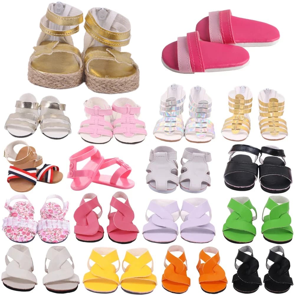 Cute Doll Sandals 7.5 Cm Doll Shoes For 43cm Baby Doll Clothes Accessories And 18 Inch American Doll Girl's Toys Our Generation