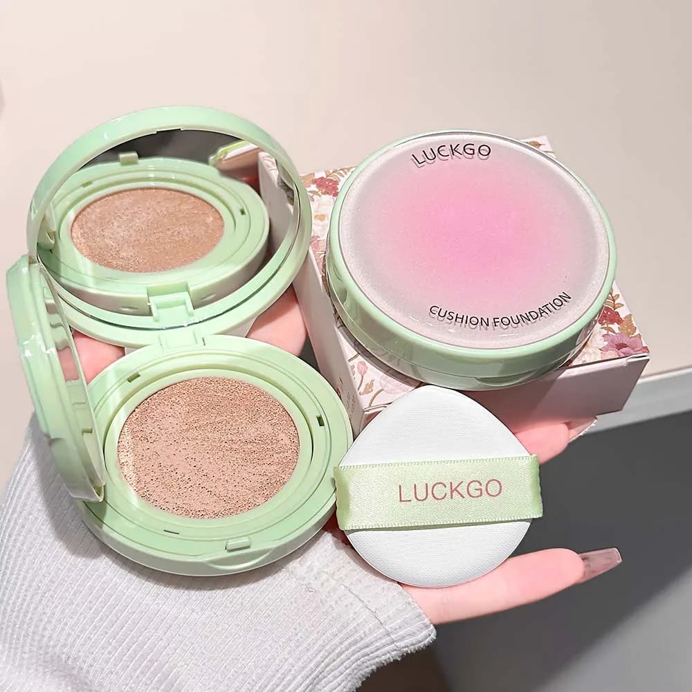 Affordable LUCKGO Velvet Cloud Cushion Compact Dewy Glow Lightweight Cover Blemishes Waterproof Sweatproof Flawless Face Base Ma