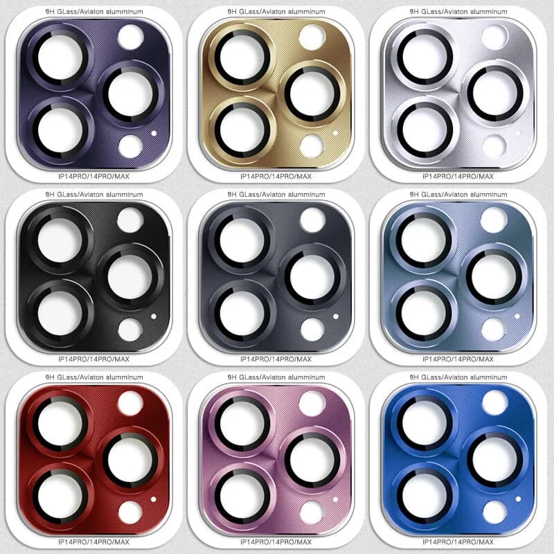 Protezione per Obiettivo Fotocamera in Vetro Temperato e Metallo per Apple iPhone 14 15 16 17 Pro Max, Facile da Installare