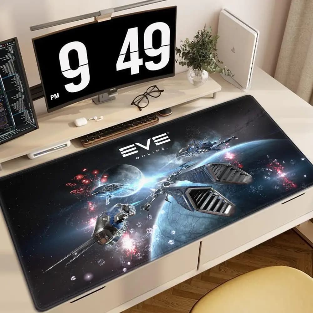 Eve Online Anime Tappetino per mouse grande XXL Accessori da gioco Tastiera Tappetino da scrivania Laptop Tappeti da ufficio Tappetino per mouse overlock in gomma per CS