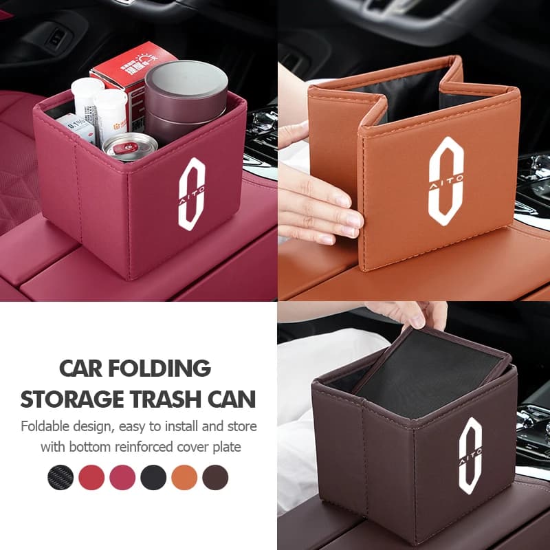 Portable Car Trash Bin Garbage Can Foldable Waste Storage Basket For Aito M5 M7 2022 2023