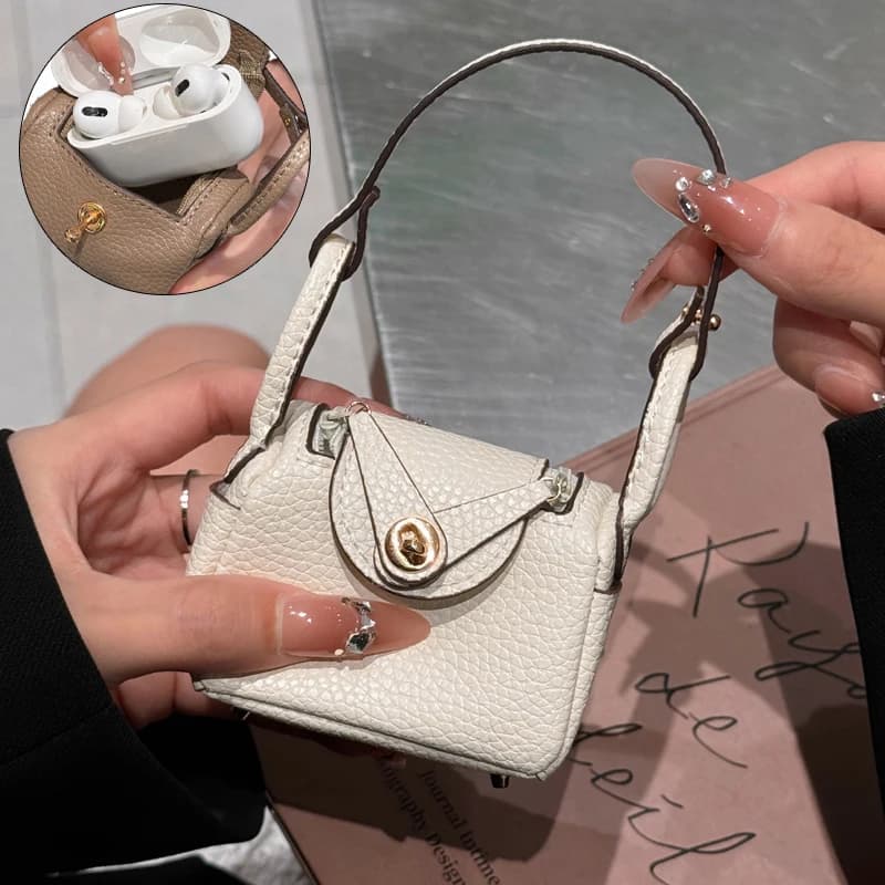 Mini borsa alla moda in pelle microfibra per Airpods Pro 2 4 3 2 1 Galaxy Buds Xiaomi Custodia per cuffie Può contenere altri piccoli oggetti