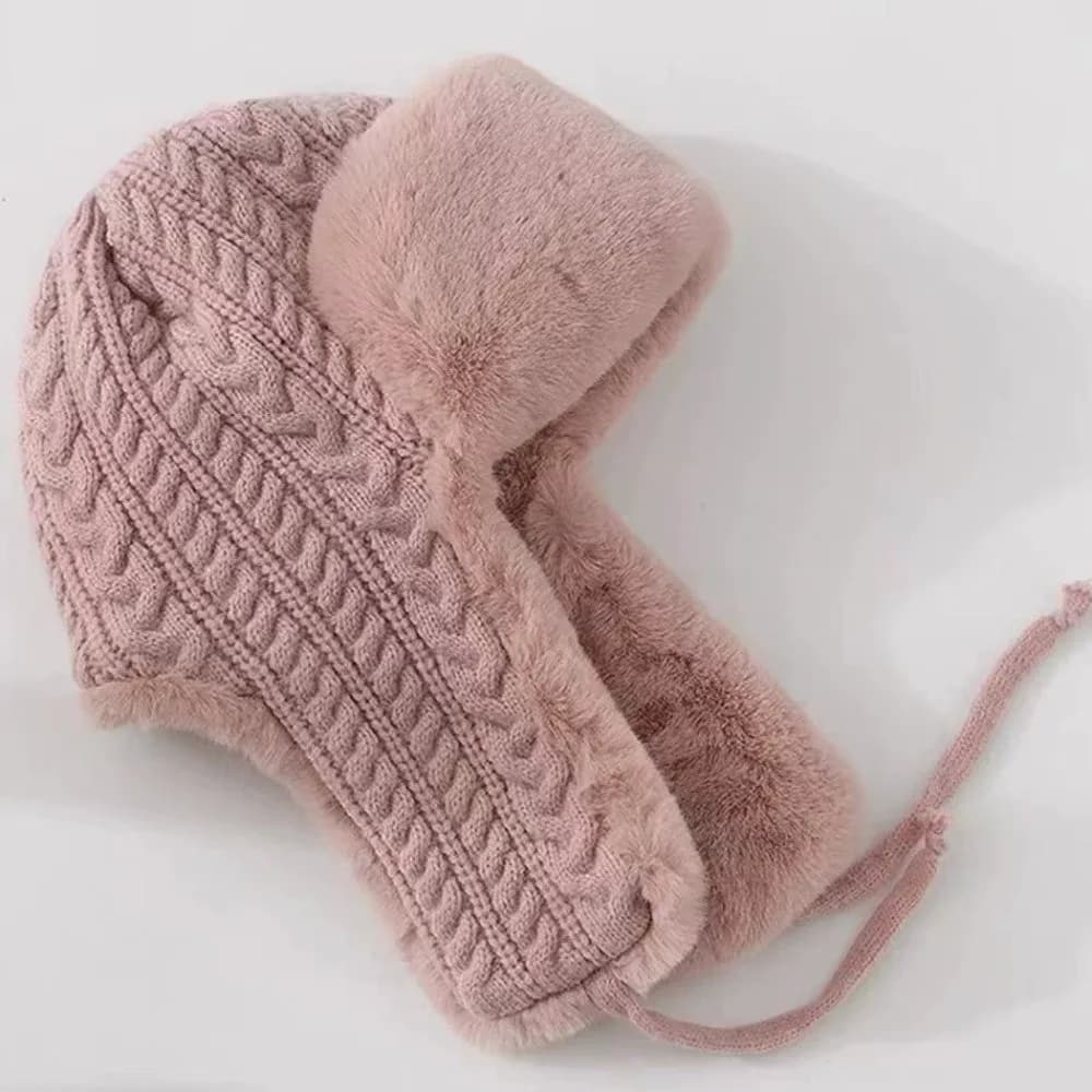 Fashion Knitted Men Women Pilot Hat Windproof Fluffy Faux Fur Lei Feng Hat Extended Coldproof Ear Protection Cap Outdoor