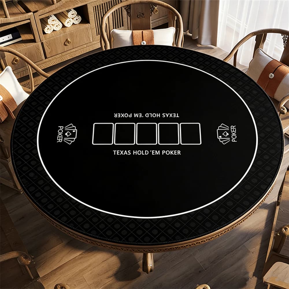 Tappetino Rotondo per Tavolo da Poker Texas Hold'em, Cuscinetto per Tavolo da Gioco, Scacchi, Carte, Fiches, Tappetino Rinforzato per Mahjong, per Feste