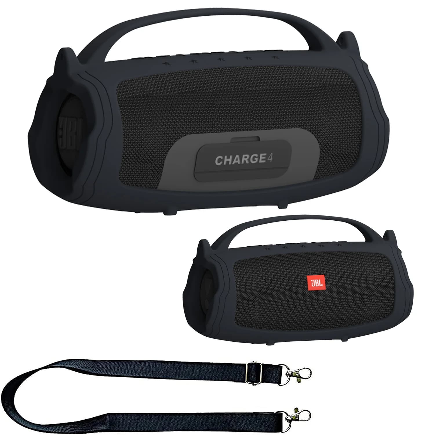 Protective case with Silicone handle and shoulder strap for portable Bluetooth speaker JBL Charge 4/5