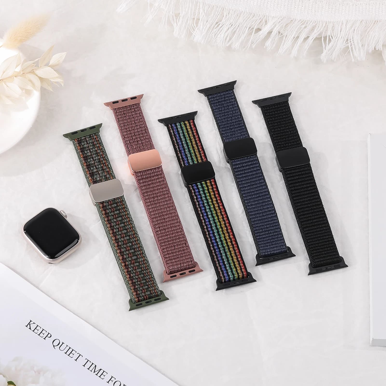 Apple Watch 45mm 44mm 41mm 40mm 49mm 38mm 42mm iWatch 9 8 7 6 5 3 ultra 2 series nylon bracelet