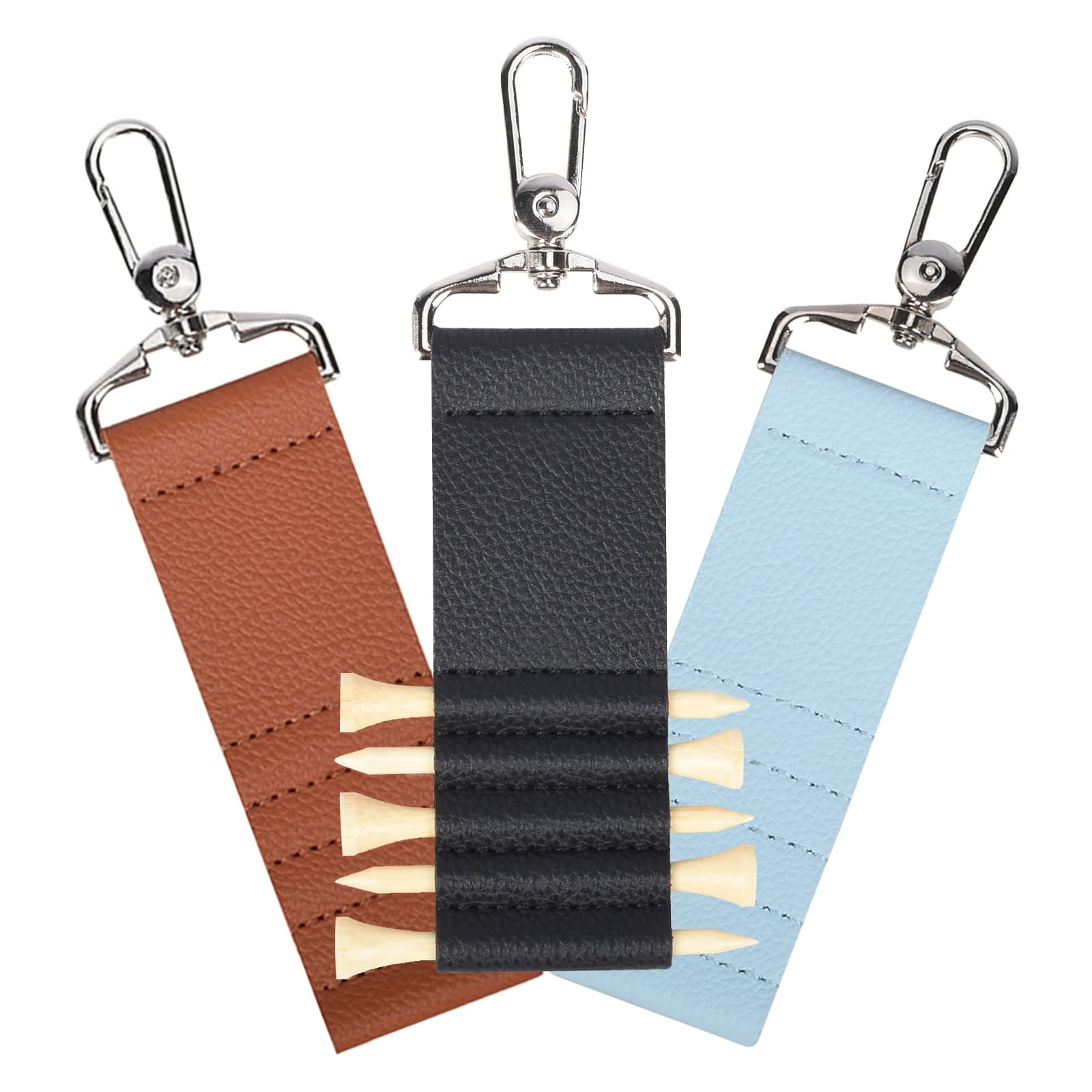 Porta tee da golf in pelle PU premium con clip da cintura, organizer portatile per tee da golf per uomini e donne, accessorio da golf per un facile spazio per riporre tee