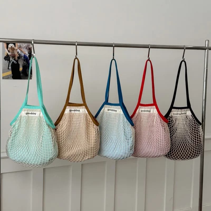 Large Capacity Mesh Tote Bag, Summer Beach Hollow Shoulder Purse, Lightweight Portable Net Bag, Eco-friendly Travel Handbag