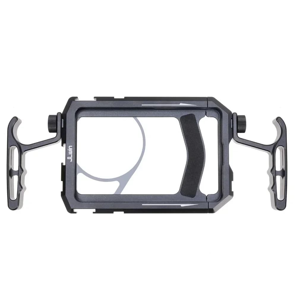 Kit rig video per smartphone, gabbia universale in metallo con doppi maniglie laterali, stabilizzatore per la riprese di video e film.